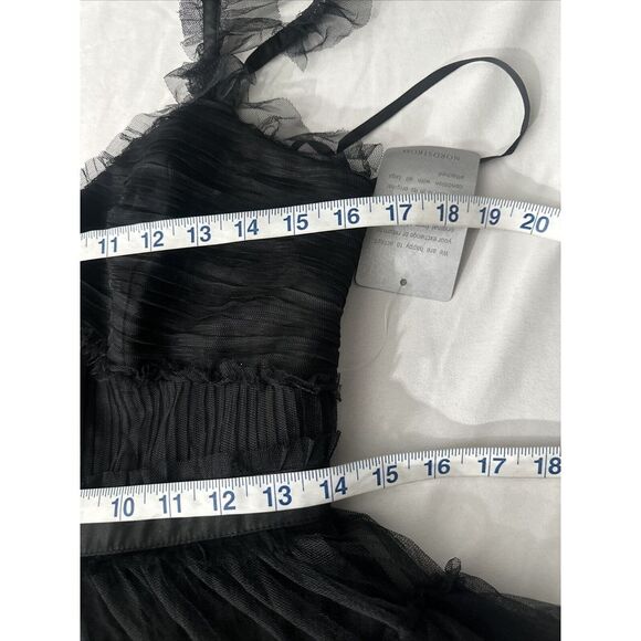 NWT $299 Betsy & Adam [ 8‎ ] V Neck A Line Tiered Ruffle Tulle Gown Black - Picture 5 of 14